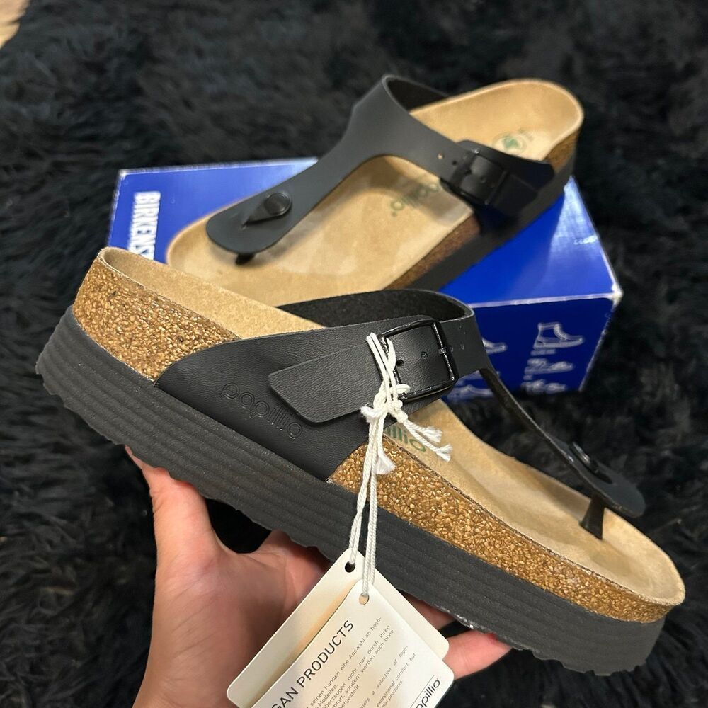 PAPILLIO by Birkenstock Gizeh black platform sandals shoes women’s eur 38 new - Picture 2 of 7